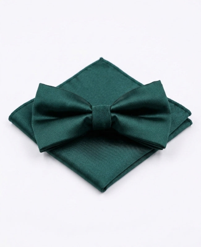 Pajarita + Pañuelo de bolsillo Verde n°1 Hombre en Poliéster «Jules»