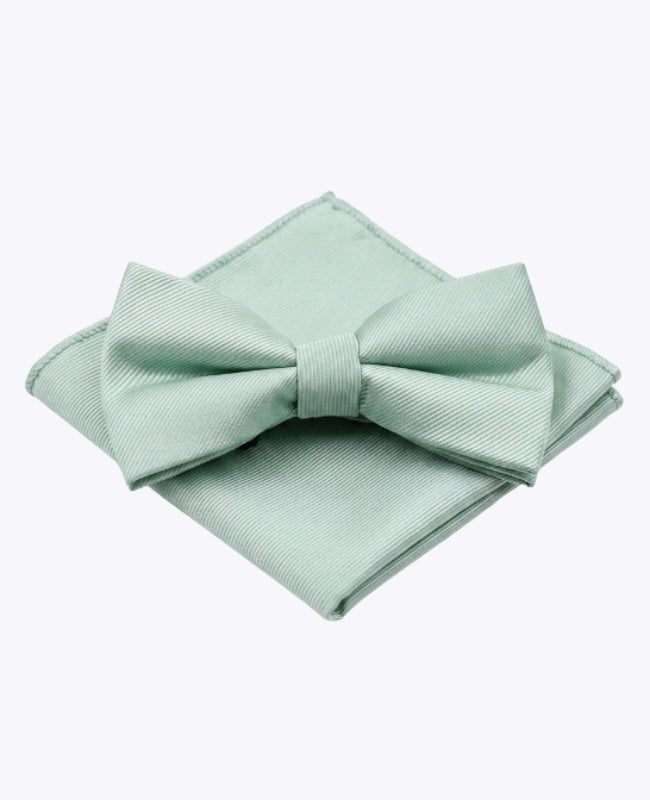 Pajarita + Pañuelo de bolsillo Verde n°1 Hombre en Poliéster «Lucien»