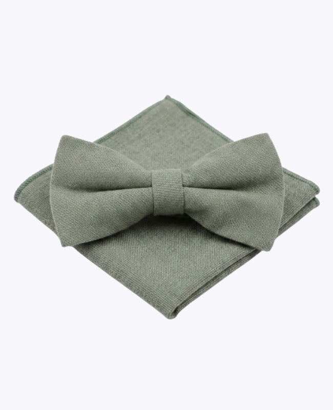 Pajarita + Pañuelo de bolsillo Verde n°2 Hombre en Algodón «Edgard»