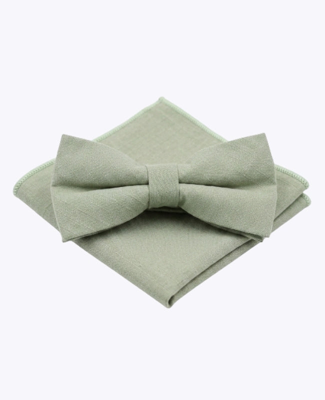 Pajarita + Pañuelo de bolsillo Verde n°2 Hombre en Algodón «Oscar»