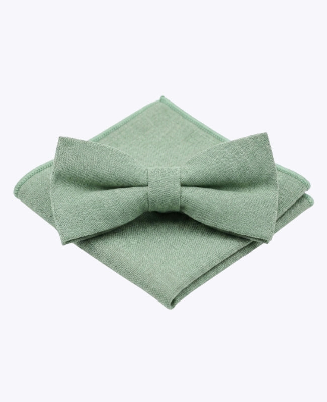 Pajarita + Pañuelo de bolsillo Verde n°2 Hombre en Efecto Terciopelo «Simon»