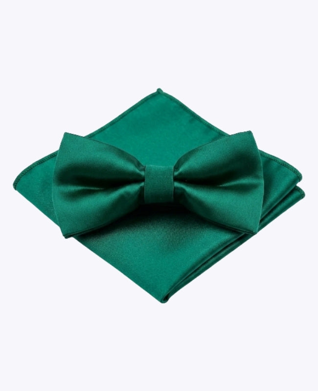 Pajarita + Pañuelo de bolsillo Verde n°2 Hombre en Poliéster «Jules»