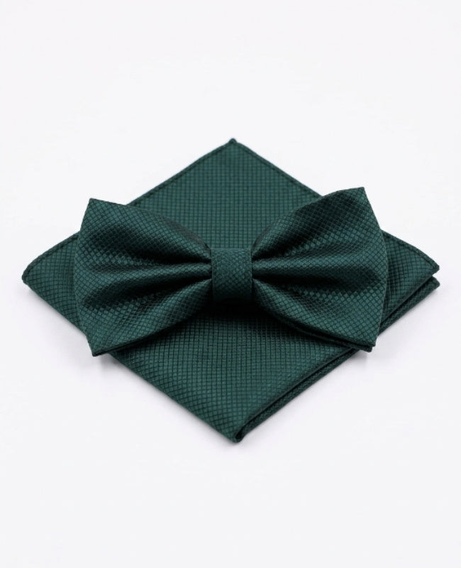 Pajarita + Pañuelo de bolsillo Verde n°2 Hombre en Poliéster «Martin»
