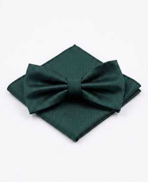 Pajarita + Pañuelo de bolsillo Verde n°2 Hombre en Poliéster «Martin»