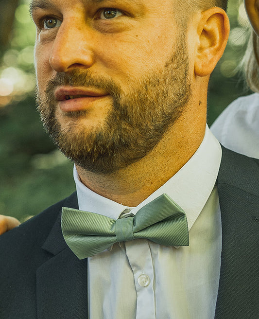 Noeud Papillon + Pochette de Costume Vert n°1 Homme en Polyester «Lucien»