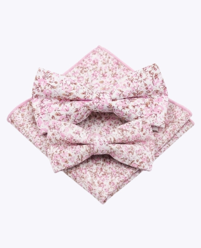 Pajaritas Liberty Rosa n°4 Padre e Hijo + Pañuelo de bolsillo de Algodón «Gaspard»