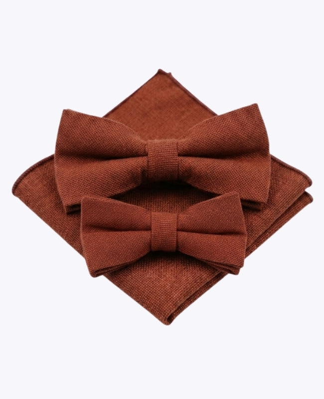 Pajaritas Terracota Padre e Hijo + Pañuelo de bolsillo de Traje en Algodón «Edgard»