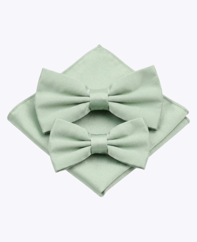 Pajaritas Verde n°1 Padre e Hijo + Pañuelo de bolsillo en Poliéster «Anatole»