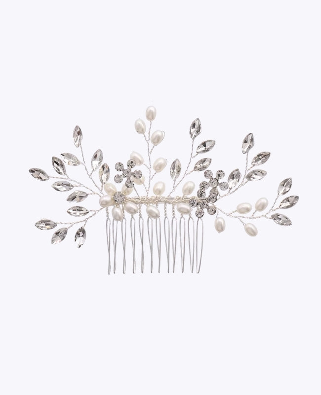 Peineta de novia Floral Plateado Mujer «Élise»