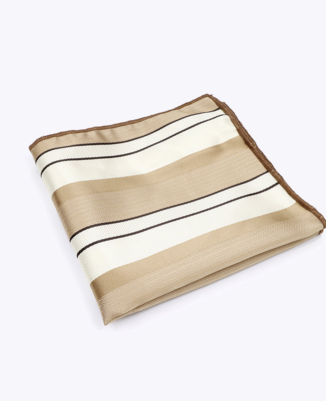 Pañuelo de bolsillo Beige n°1 De Rayas en Poliéster «Edmond»