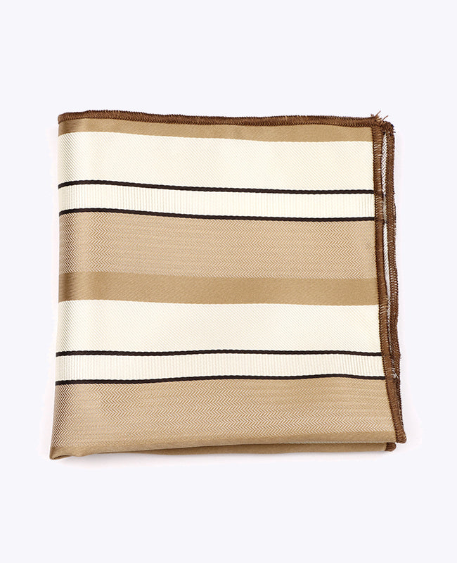 Pañuelo de bolsillo Beige n°1 De Rayas en Poliéster «Edmond»