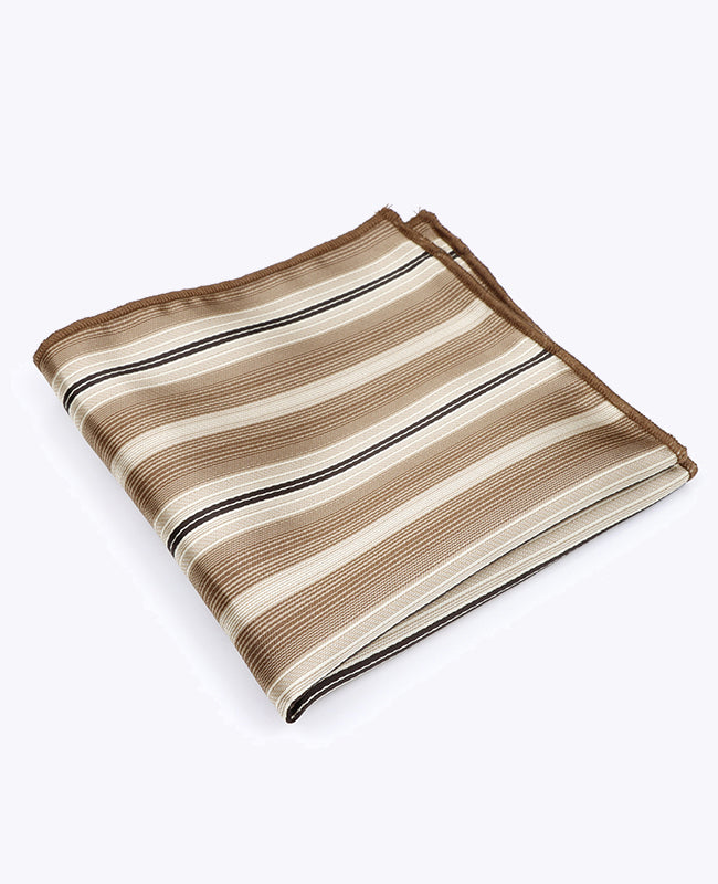 Pañuelo de bolsillo Beige n°2 De Rayas en Poliéster «Edmond»