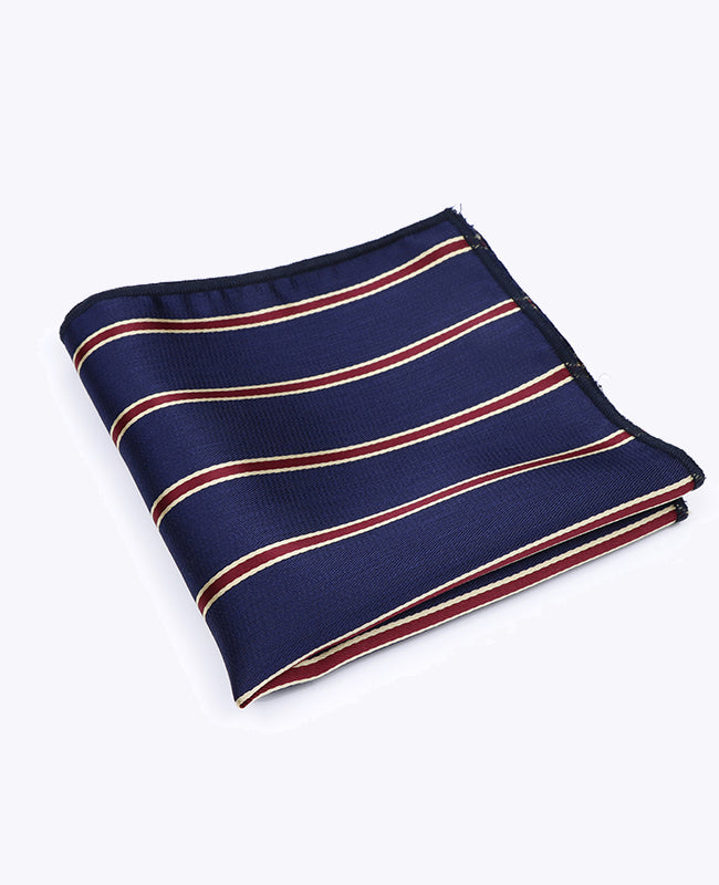 Pañuelo de bolsillo Azul De Rayas en Poliéster «Edmond»
