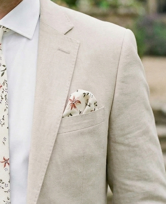 Pañuelo de bolsillo Liberty Blanco n°8 en Algodón «Charles»