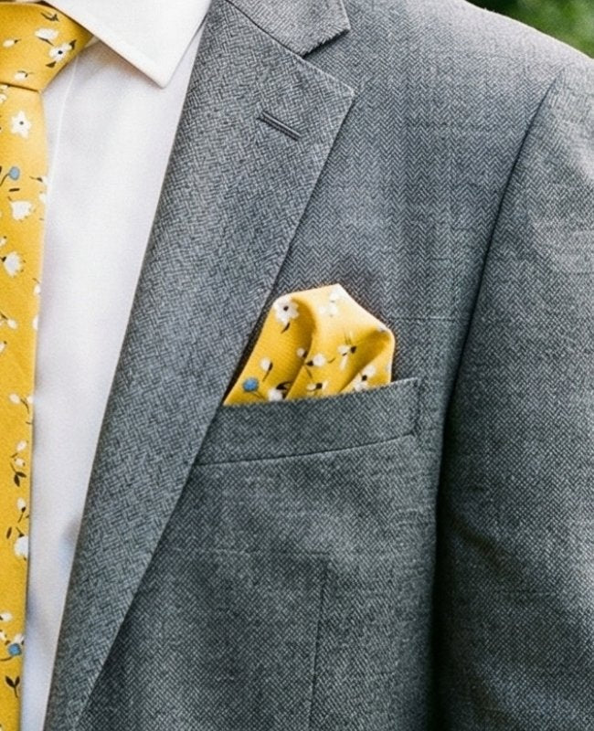 Pochette de Costume Liberty Jaune en Coton «Gaspard»