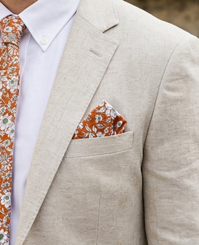 Pañuelo de bolsillo Liberty Naranja en Algodón «Clovis»
