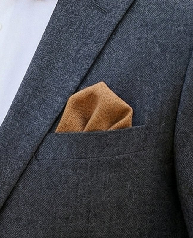Pañuelo de bolsillo Marrón n°1 en Efecto Terciopelo «Simon»