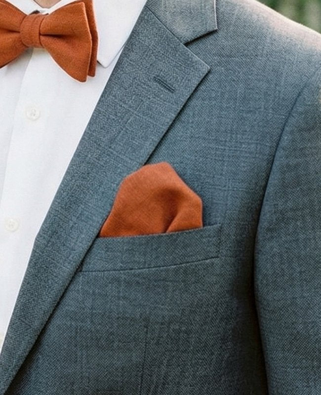 Pañuelo de bolsillo Terracota n°1 en Efecto Terciopelo «Simon»