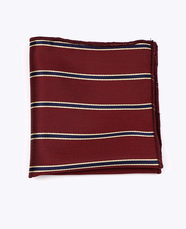 Pañuelo de bolsillo Rojo De Rayas en Poliéster «Edmond»