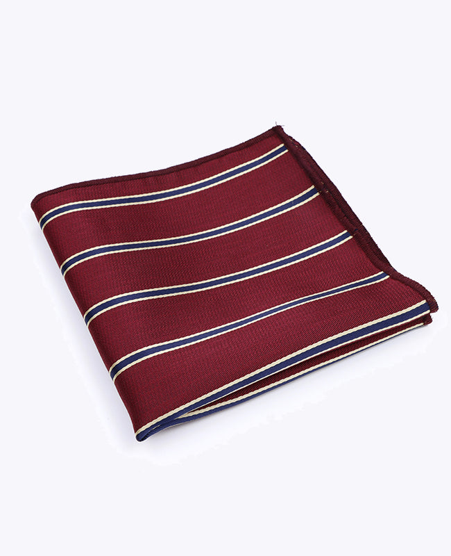 Pañuelo de bolsillo Rojo De Rayas en Poliéster «Edmond»