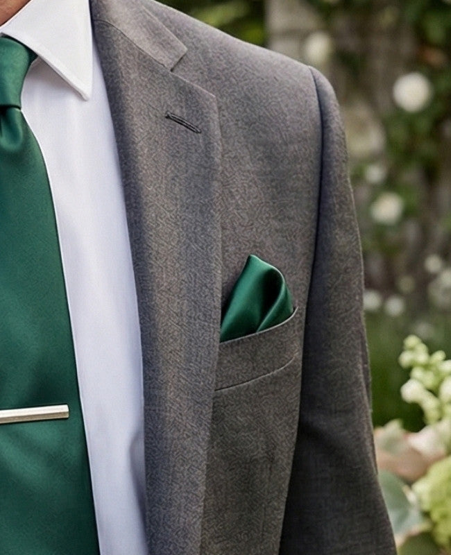 Pañuelo de bolsillo Verde n°1 en Poliéster «Jules»