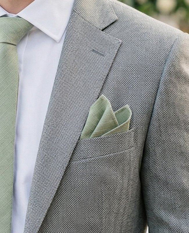 Pañuelo de bolsillo Verde n°2 en Algodón «Oscar»
