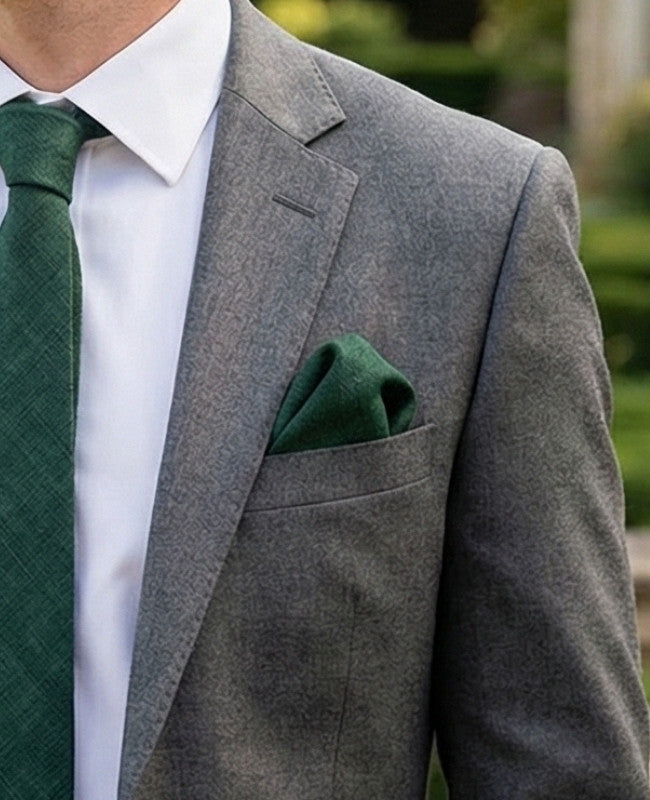Pañuelo de bolsillo Verde n°4 en Algodón «Edgard»