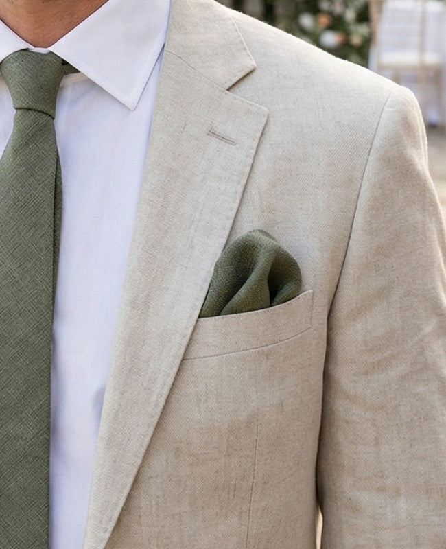 Pañuelo de bolsillo Verde n°5 en Algodón «Oscar»