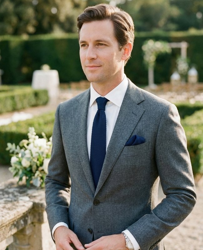 Corbata Azul n°2 Hombre en Punto «Léon»