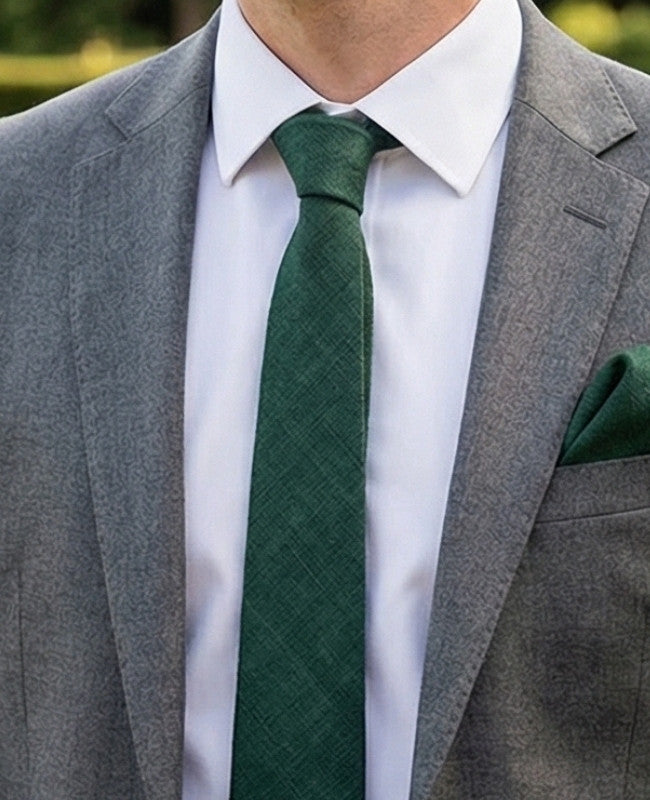 Corbata Verde n°4 Hombre en Lino «Basile»